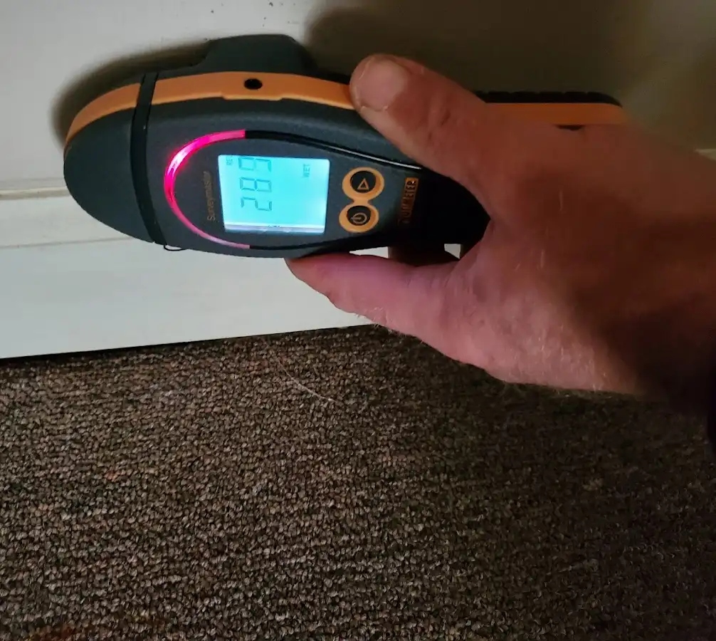 Moisture detection at baseboard during Sewage Cleanup & Sanitation in Madera Ranchos